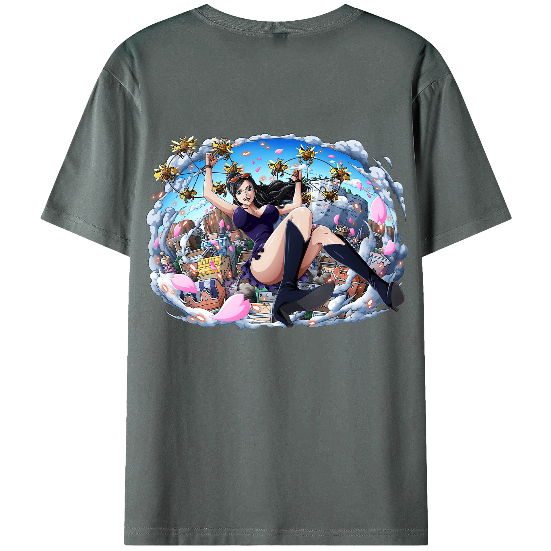 ワンピース ニコ・ロビン ONE PIECE Nico Robin 綿100％ メンズ半袖Tシャツ（バックプリント） 通気性